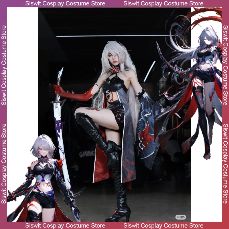 

Honkai: Star Rail Game Acheron Fade Skin Cosplay Costume Women Dress Red Combat Uniform Halloween Party Carnival Conventions