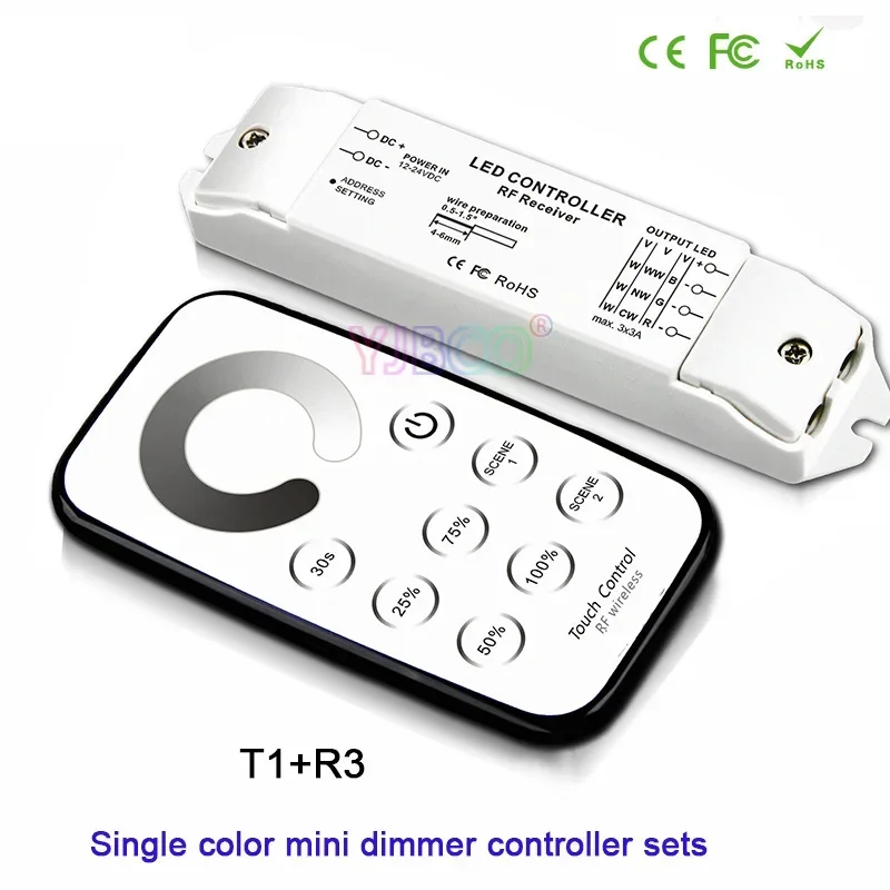 Bincolor Mini LED Controller set single color/CCT/RGB/CW NW WW Strip Light Receiver & wireless remote Switch 12V 24V dimmer kit