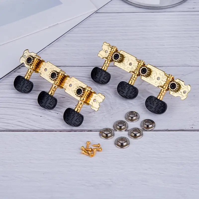 Classical Guitar Tuning Pegs 1 Set 3L 3R Gold Plated Smooth Tuning Machine Heads for Student Guitar Upgrade