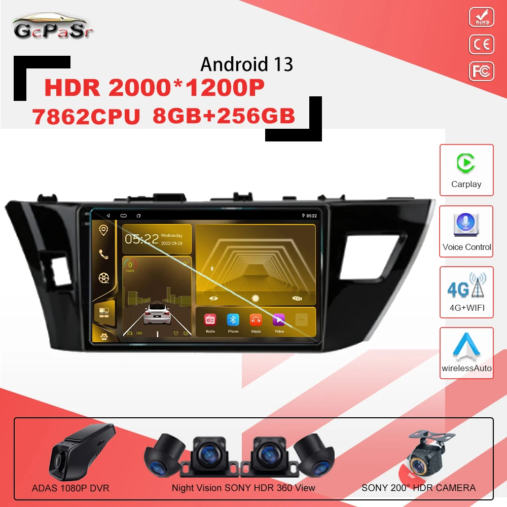 

Car Stereo Radio For Toyota Corolla Ralink 2013 2014 2015 2016 Android 13 Multimedia Video Player Navigation GPS No 2Din 7862CPU