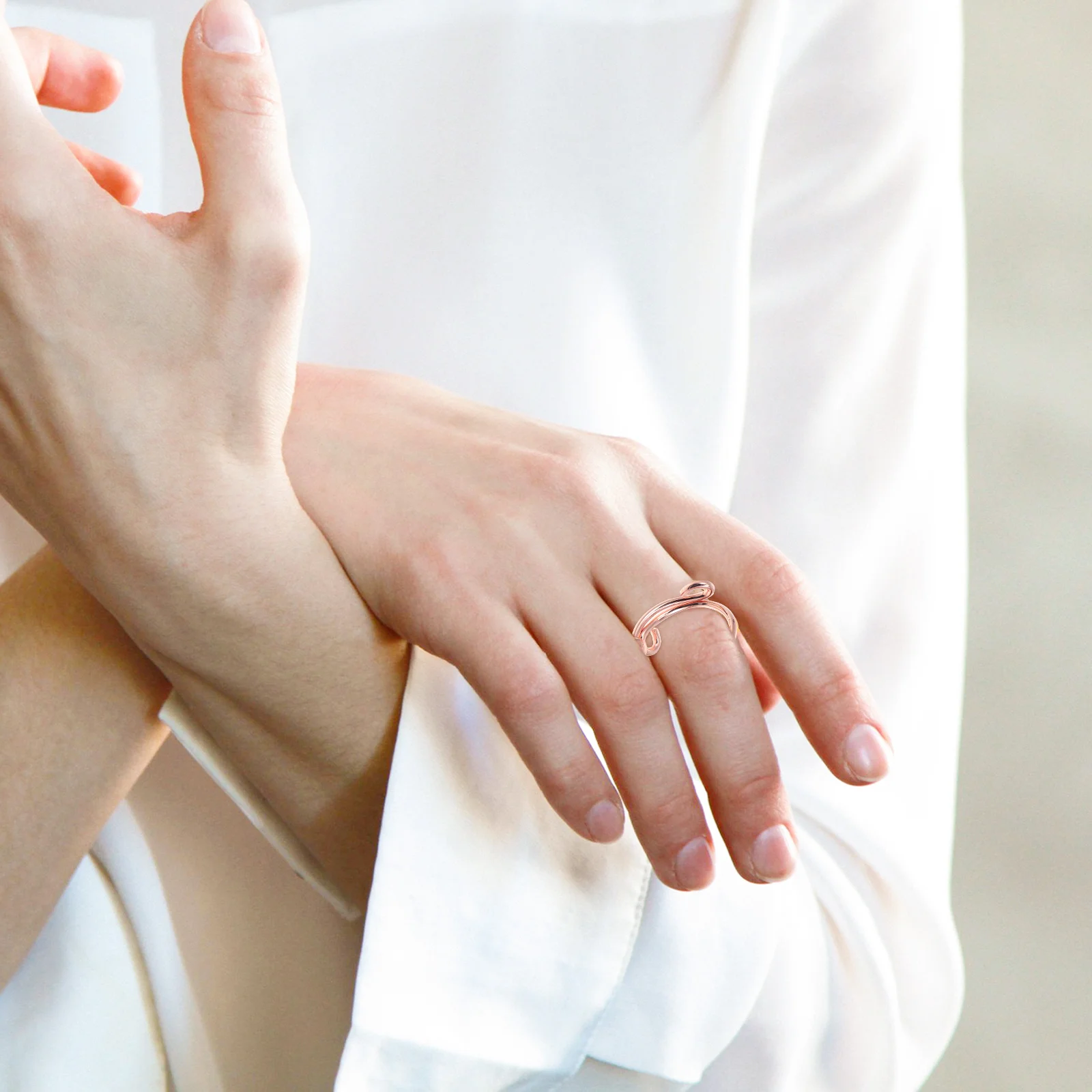 1 قطعة خاتم سيدة قابل للتعديل النحاس حبة الدورية حلقة ديكور الضغط تقليل إصبع مجوهرات اليد التبعي هدية ارتداء