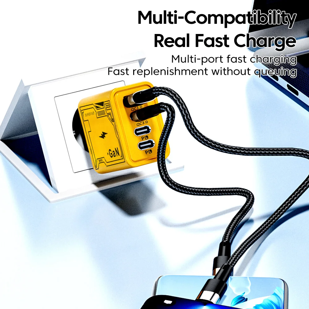 120W Fast Charger Type C USB C PD Charger For iPhone Xiaomi Samsung 6A 120W Type C Super Fast Charging Cable WallAdapter Charger - náhled 3