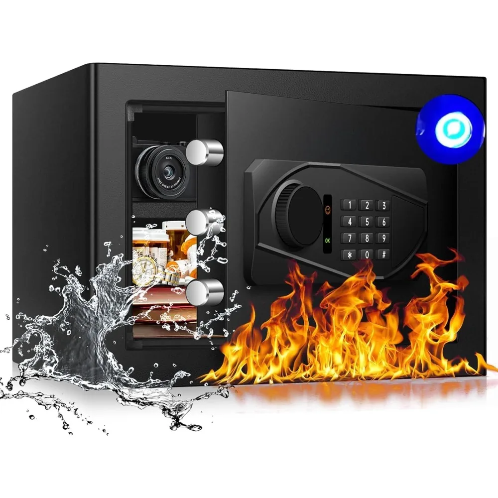 

1.2 Cub Small Home Use Safe Box Fireproof Waterproof, Security Safe and Lock Box