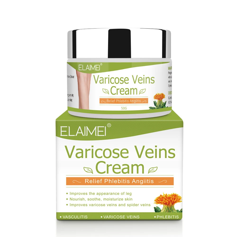 ELAIMEI 50G Varicose Vein Ointment Relieve Pain Bulging Legs Red Blood Streak Repair Vein Cream Herbal Safflower Cream