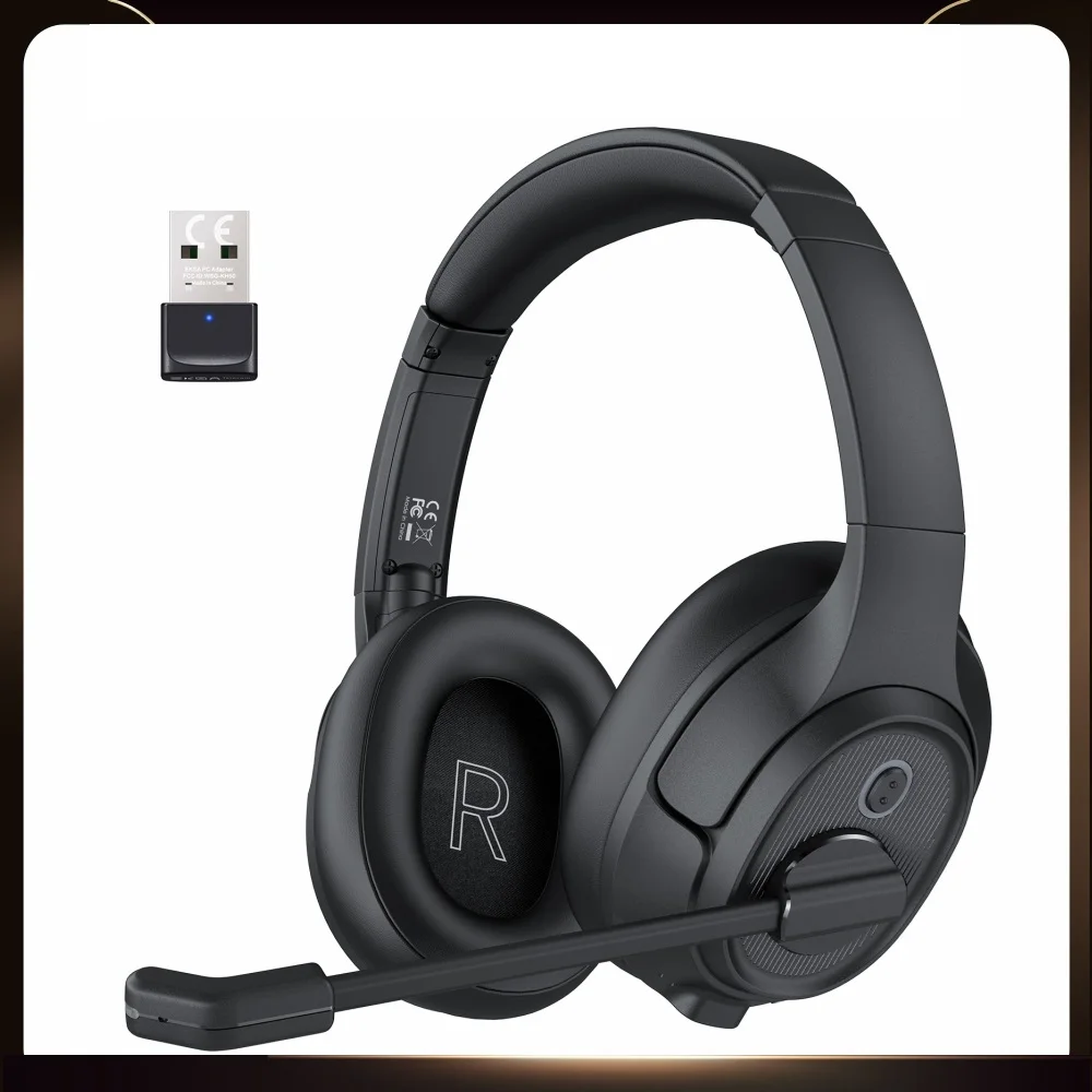 To H6 Wireless Headphones Bluetooth 5.0 Headset with USB Dongle ENC Call Noise Cancelling Mic 30H Playtime For Office Computer