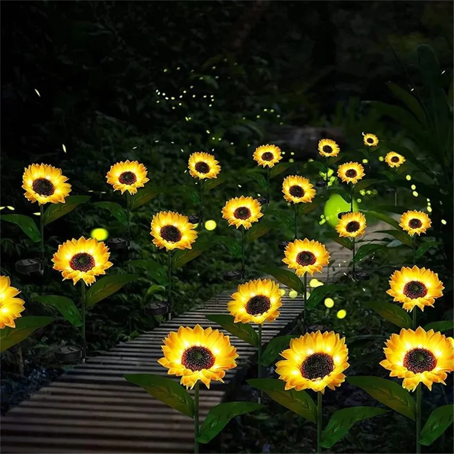 

Sunflower Outdoor Solar Lights Waterproof 20led Solar Garden Lawn Lamps For Patio Porch Backyard Party Wedding Christmas Decor