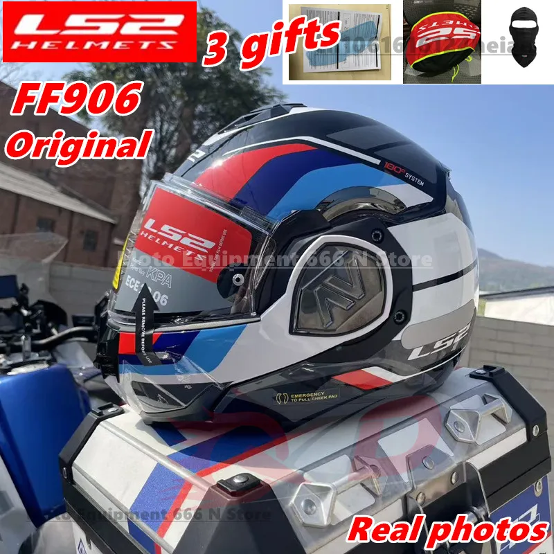 

Original LS2 FF906 Advant Full Face 180 Degree Rear Flip Up Helmet Motorcycle Modular Double Lens Helmets for Men Women
