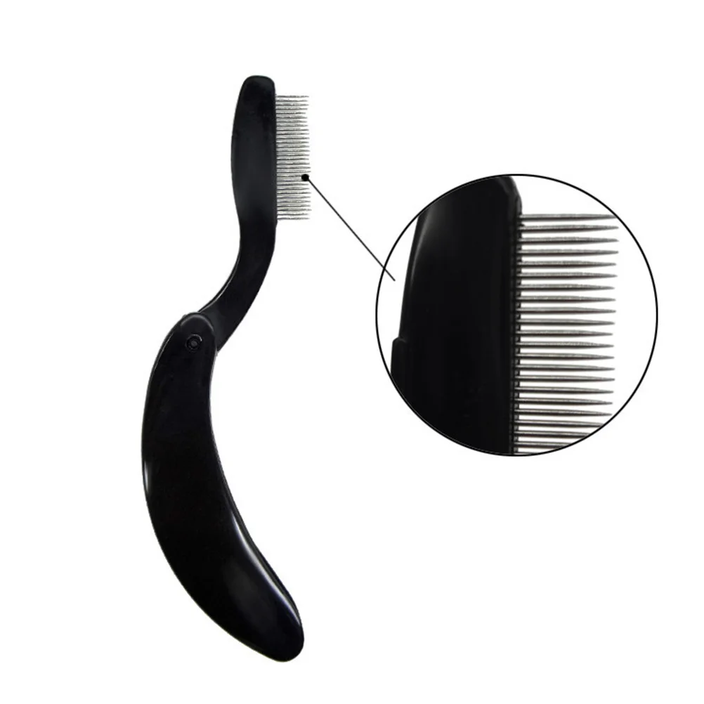 

4Pcs Folding Curved Eyelash Comb Plastic Handle Metal Tooth Lash Separating Tool Travel Beauty Curved Eyebrow Comb