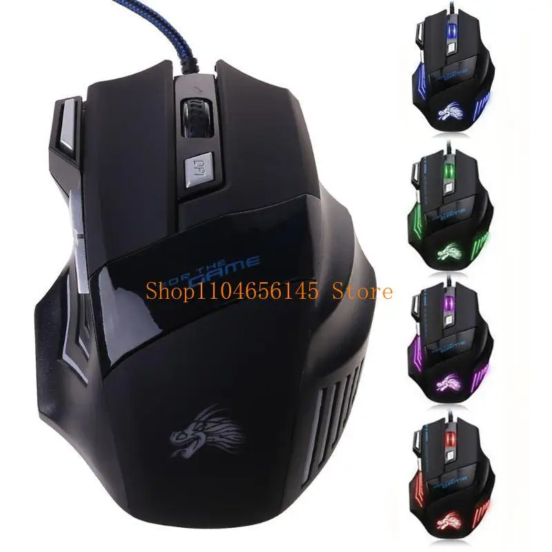 5ASD Professional Gaming Mouse 5500DPI 7 Buttons Mechanical Backlit Silent Sice