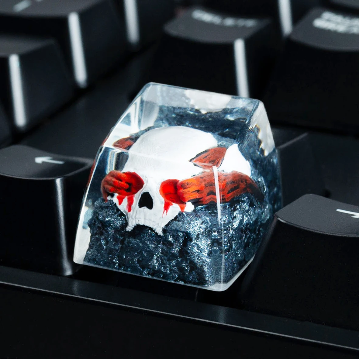 غطاء مفاتيح جمجمة فريد مصنوع يدويًا - ملحق لوحة المفاتيح الميكانيكية من الراتنج #2