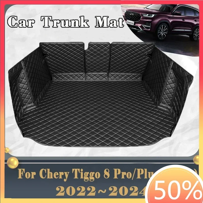 Car Trunk Mat For Chery Tiggo 8 Pro Plus 5seat 2022 2023 2024 Dirt-resistant Fully Trunk Mat Rear Cargo Tray Car Accessories