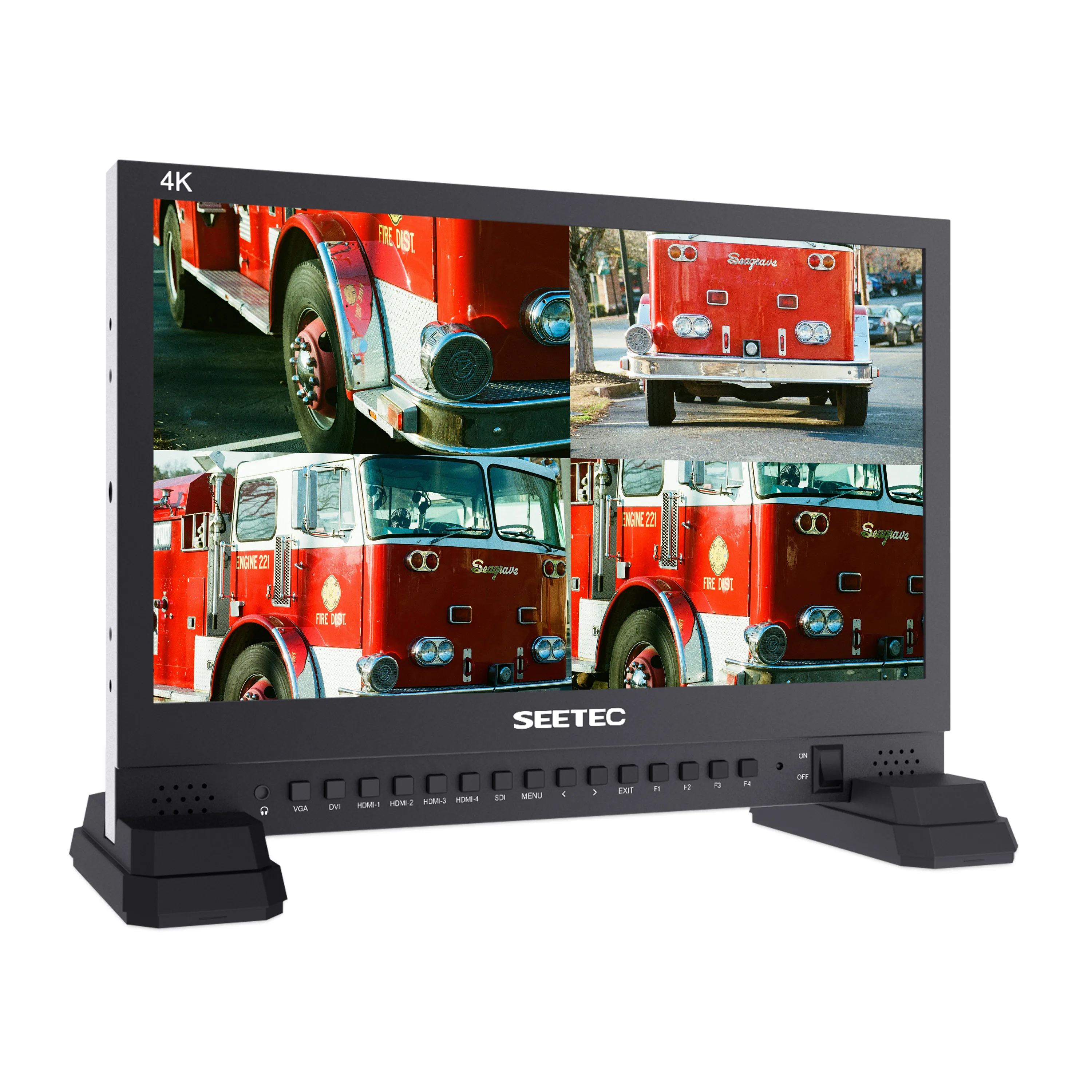 SEETEC Câmera de transmissão ao vivo 4K 3840X2160 Ultra HD IPS Tela LCD Monitor 4K de 15,6 polegadas com Quad Split 3G SDI HDMI