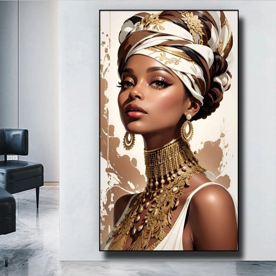 Large Szie African Women 5d DIY Diamond Painting Full Square Round Diamond Mosaic Cross Stitch Fantasy Portrait New X1345