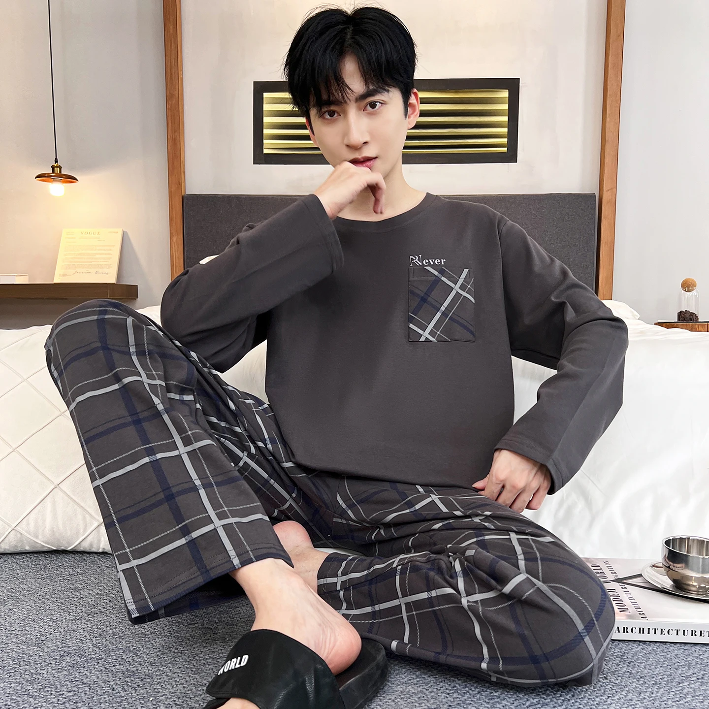 

Korean Fashion Pajamas Set for Men 2025 New Spring Autumn Loungewear Big Size L-3XL Pjs Pyjamas Homme Dropship