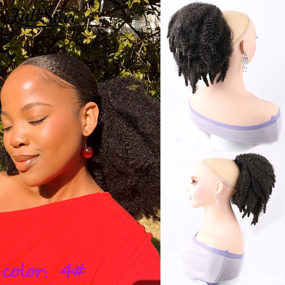 

Накладные волосы афро-стиля с завязками, 6 дюймов, натуральный вид, синтетические косы для женщин, темно-коричневые, черные, для фестивалей