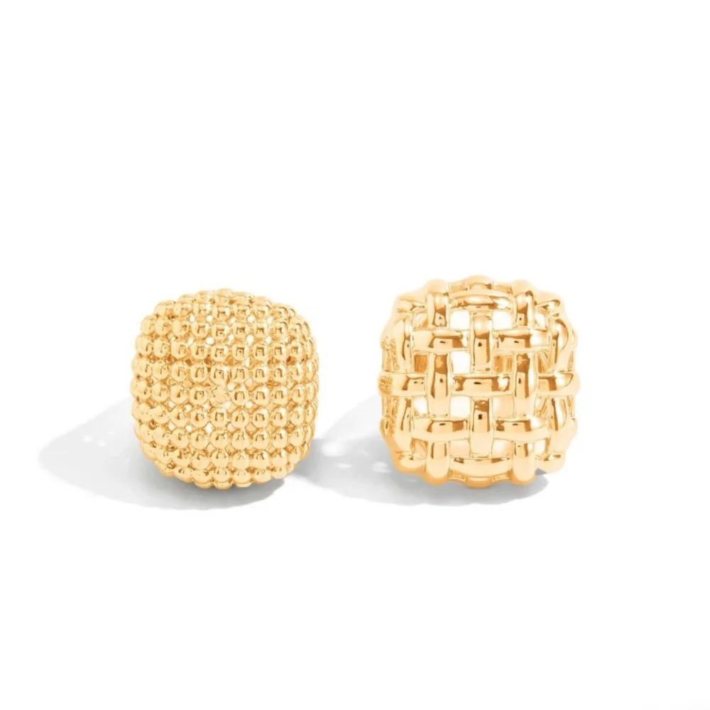 Adjustable Irregular Square Open Rings Wide Finger Zinc Alloy Metal Weave Hollow Rings Chunky Design Gold And Silver