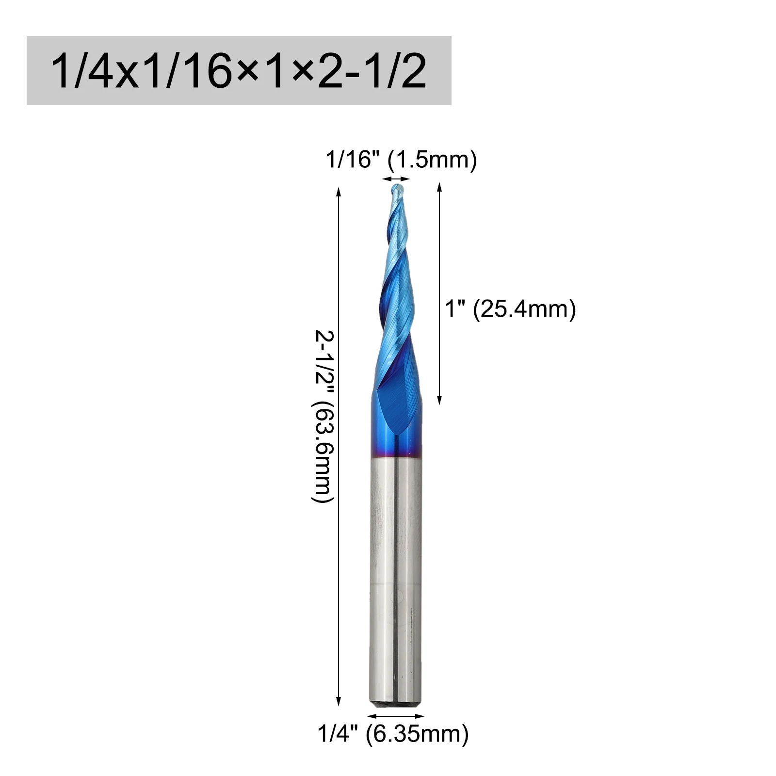 CNC Engraving Ball Nose End Mill 3D Carving Tool Double Edged Ball Endmill 1 4x1 16x1x2-1 2INCH High Precision