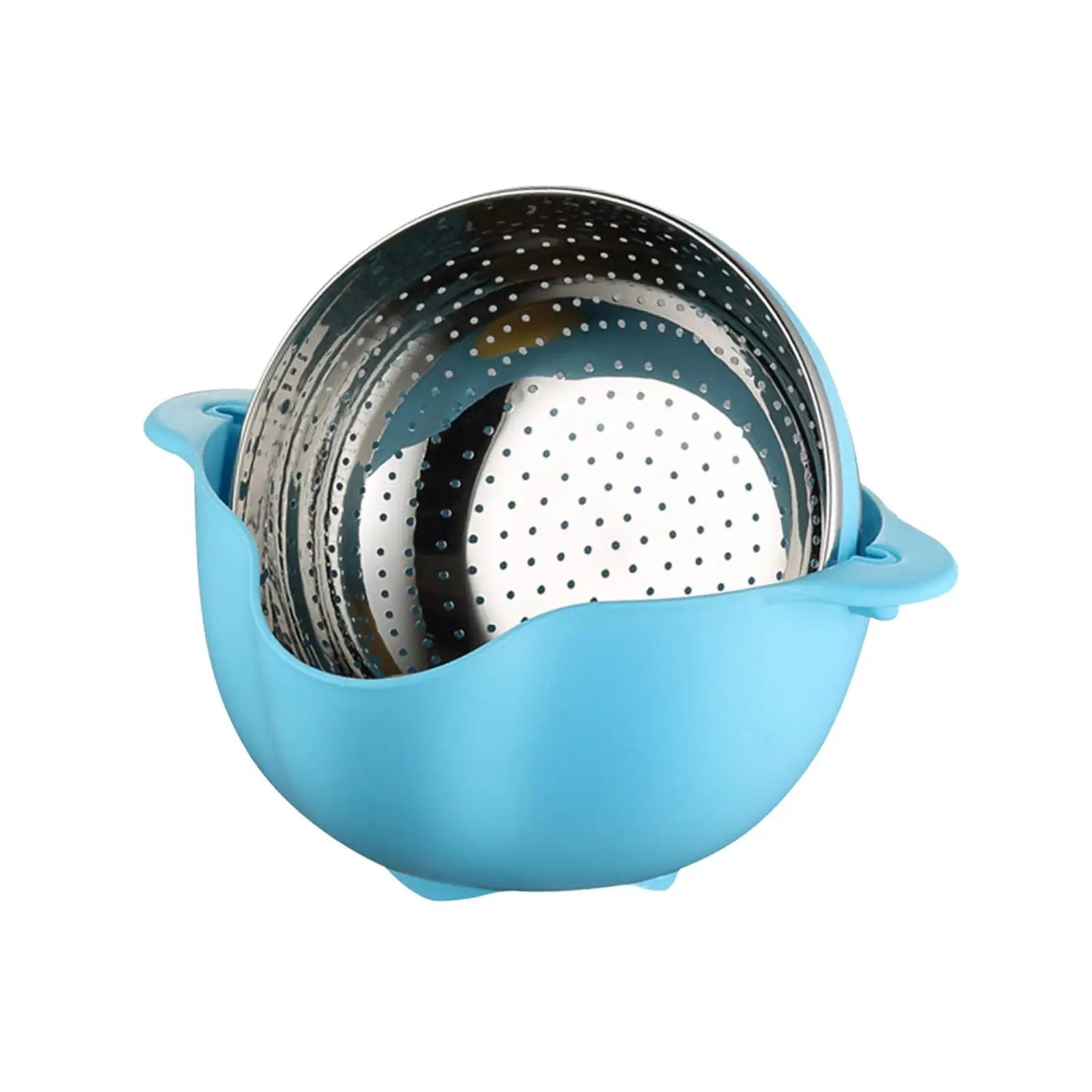 2 Tier Dish Bowl Drainer Storage Rack Kitchen Countertop Organizer with Rotatable Drain Basket PP Stainless Steel Fruit Colander