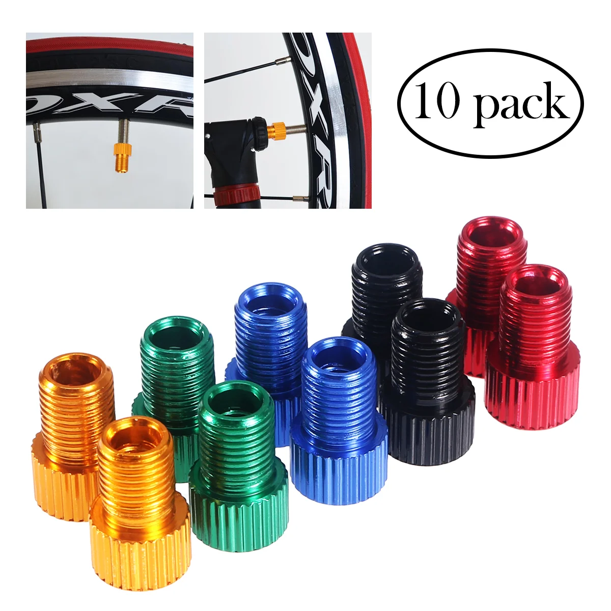 

WINOMO 10 Pcs Aluminum to SCHRADER Converter Car Adapter Bike Tube Pump Air Compressor Tools Bike Adapter