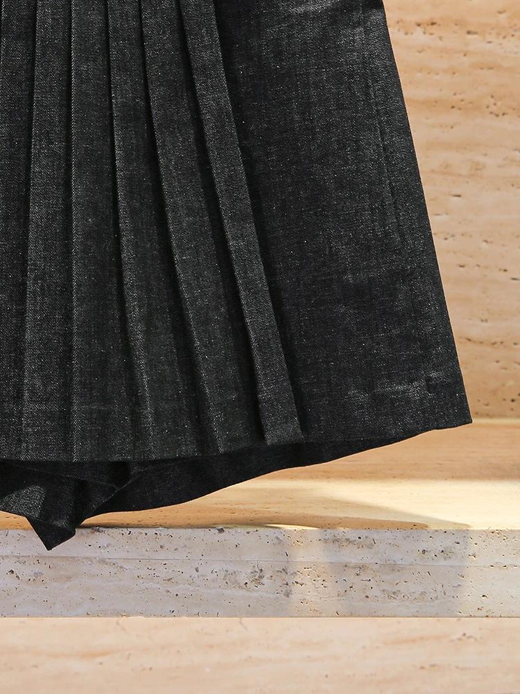 

M Home Nan You Высококачественная женская весна 2024, асимметричная джинсовая плиссированная юбка для колледжа с высокой талией, простой дизайн, полиэтилен...