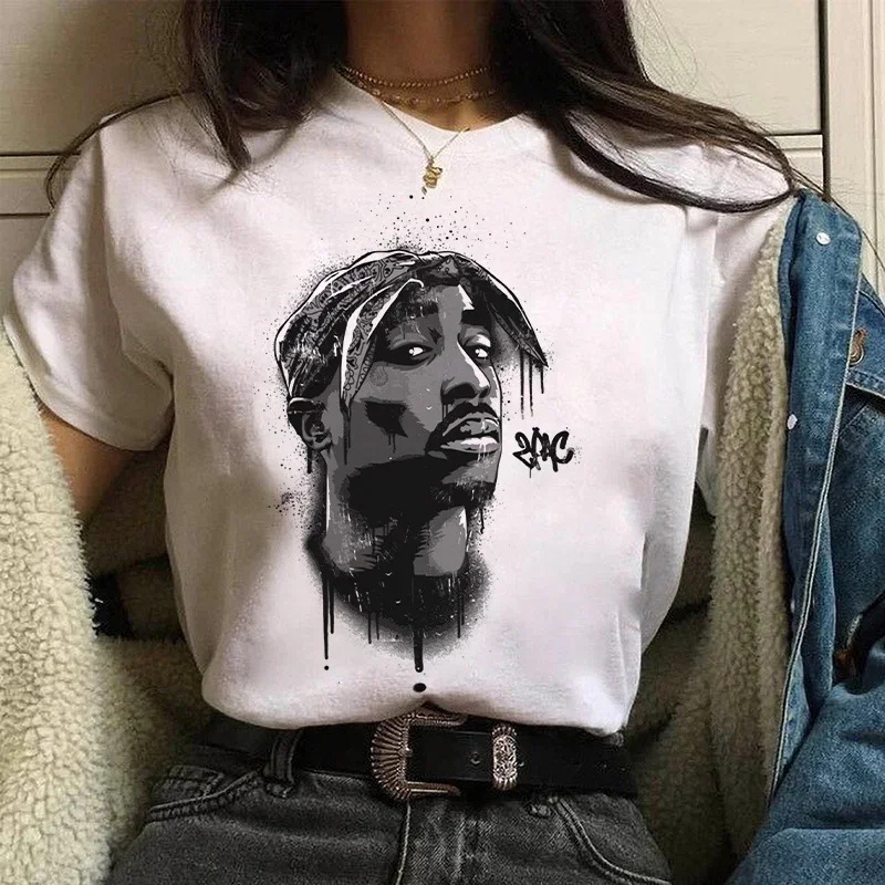 TUPAC Streetwear Harajuku T Shirts Women Harajuku Top Tees Female T-shirt Hip Hop Rapper Graphic Printed Casual Tshirt Clothes