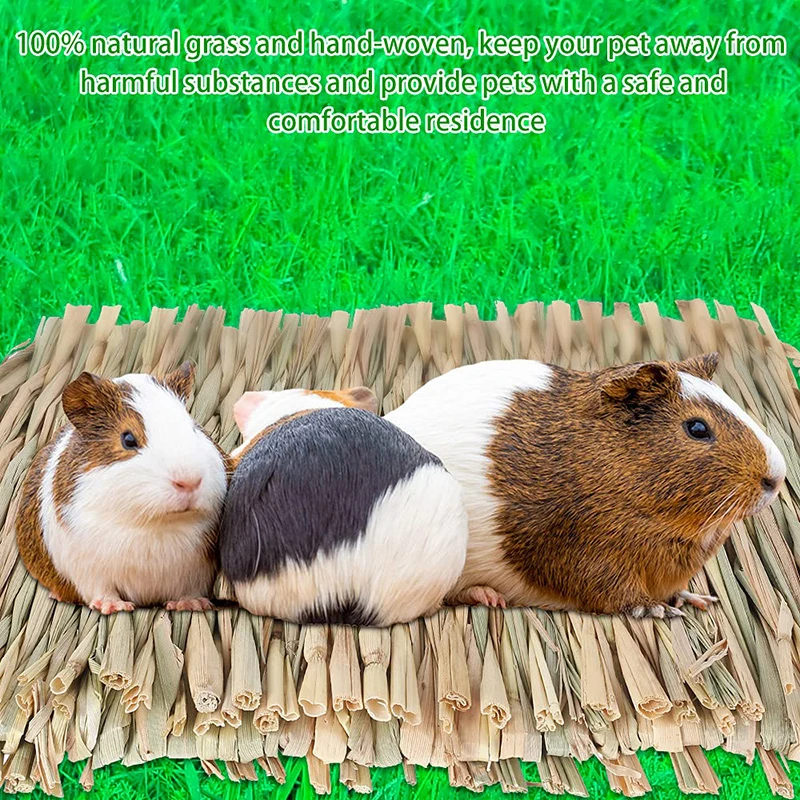 Grass Mat for Bunny Pet Rabbit Waving for Hay Mat Natural Straw Bedding Cage Mat for Small Size Animals Pet House