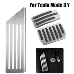 Car Brake Pedals Foot Rest Accelerator Pedal Rubber Pad Cover Aluminum Alloy Interior Parts Auto Accessories For Tesla Model 3 Y