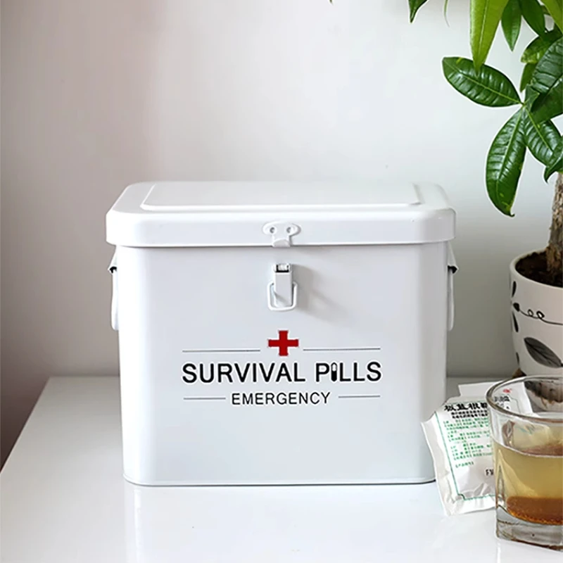 Large Capacity Family First Aid Kit with Lock Portable Metal Organizer Multi-Layer Emergency Storage Box for Home