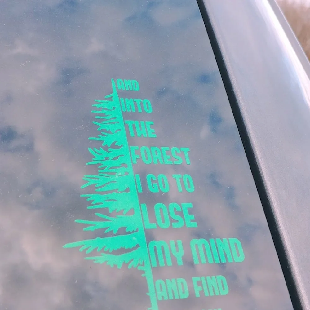 Into the Forest I Go Fir Tree Car Vinyl Stickers Car Window Bumper Decals Accessories