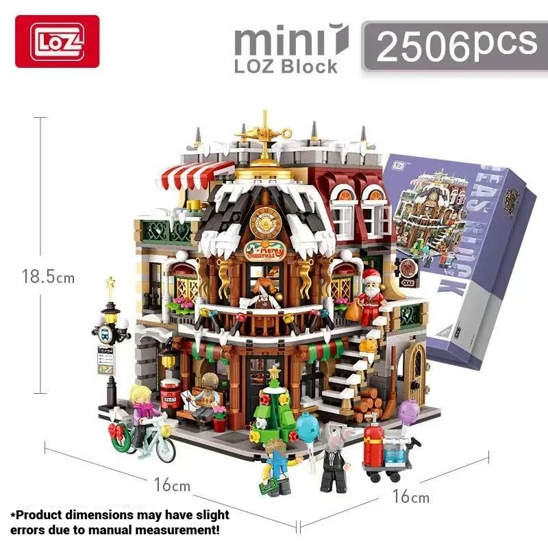 LOZ Christmas building blocks street scene series, DIY building model desktop ornaments, children and adults Christmas gifts