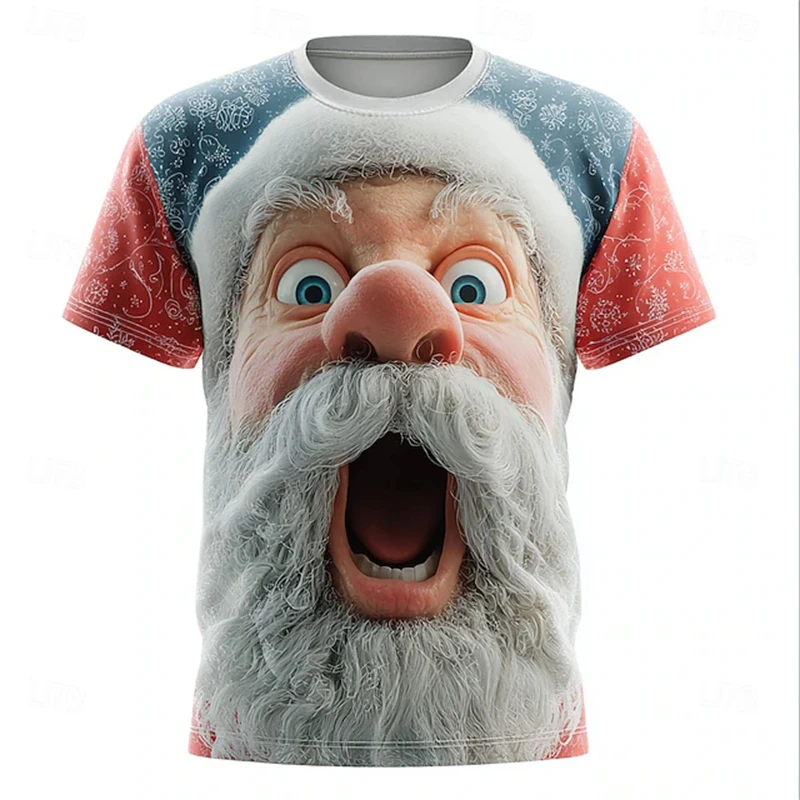 Christmas T Shirts Men 3D Printed T-shirt Hot Sale Xmas Part Holiday Short Sleeve Men's Fashion 2026 Funny Santa Claus Clothes