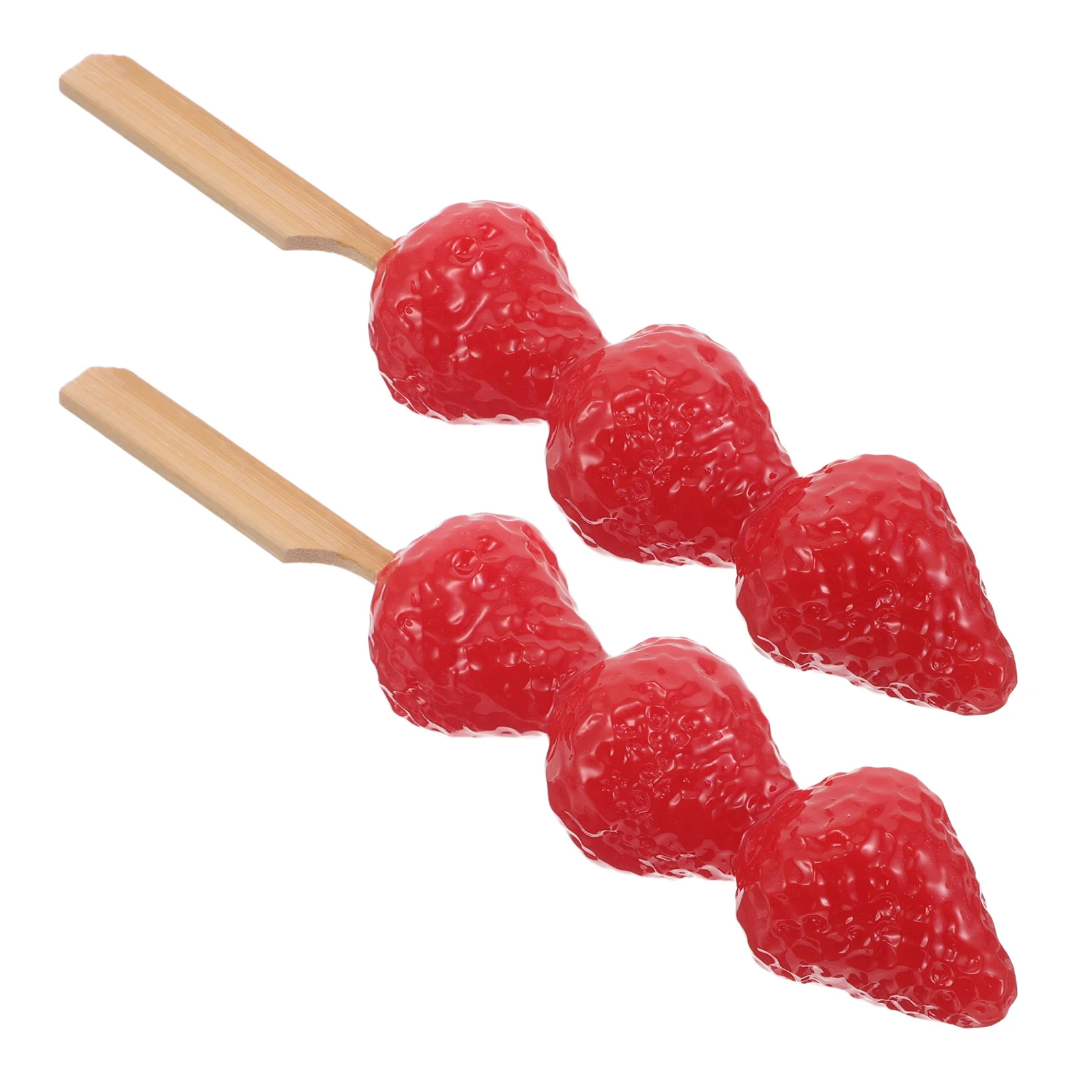 

2Pcs Artificial Strawberry Skewer Props Realistic Fruit Picks Lifelike Red Fake Fruits for Party Table Centerpiece Photography