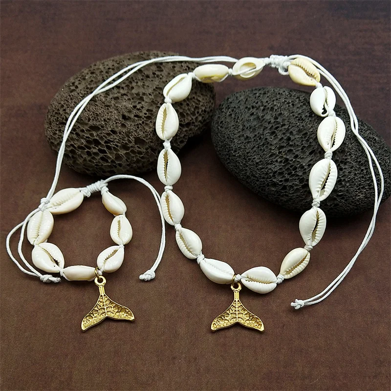Boho Beach Bohemian Shell Fish Tail Choker For Women Girls Summer Fashion Jewelry Handmade Chained Necklace Bracelets Jewelry