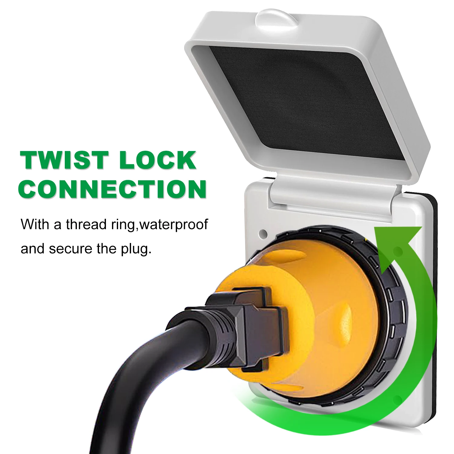 15A Male to 50A Female Power Cord Converter Plug Connector 3-Prong 125V AC Electrical Twist Lock Shore Power Plug for RV Yacht