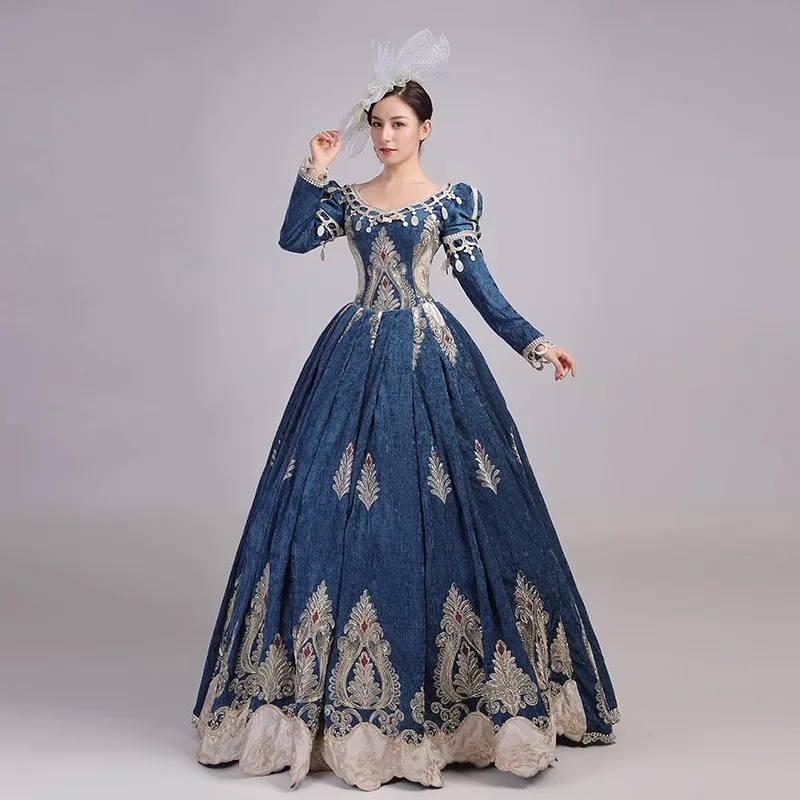 

European Court Dress Medieval Retro Photo Group Performance Parent-child Dinner Party Catwalk Dress Woman Vestidos De Bienvenida