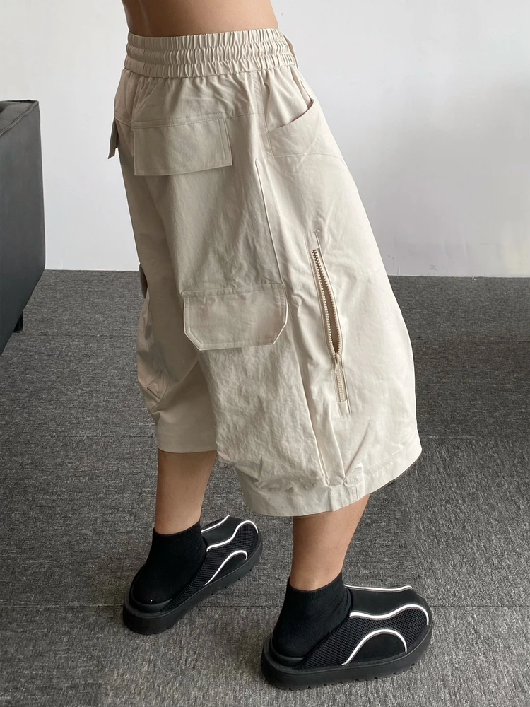 

Loose Straight Leg Men's Work Trousers Seven-Foot Casual orts American Retro ape Large ket Trendy Brand Summer Polyester