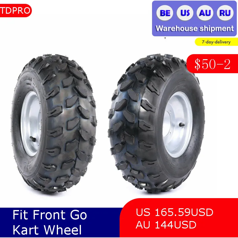 2PCS 19x7-8 Front  Wheel Tire With Rim 19x7.00-8 for 150cc 200cc Go Kart Mower ATV Quad