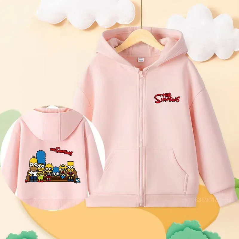 The Simpsons Anime Children\'s Hoodie Zipper Hoodie Casual Fashion Top Coat for Boys and Girls