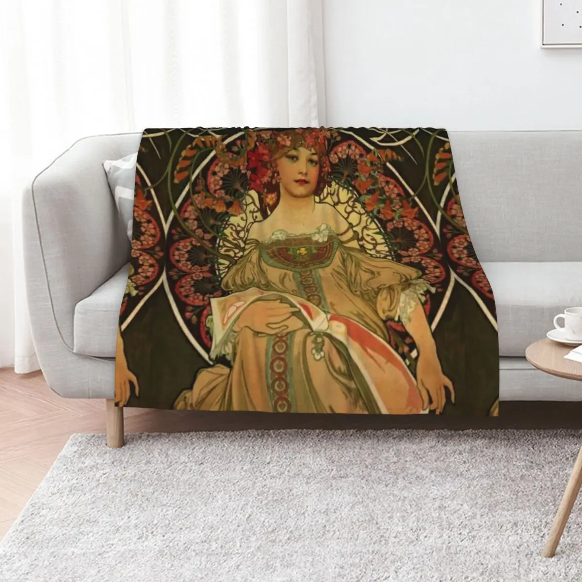 Alphonse mucha -1860 - 1939 Throw Blanket christmas gifts Nap Flannel Fabric Single Plush Decorative Throw Blankets