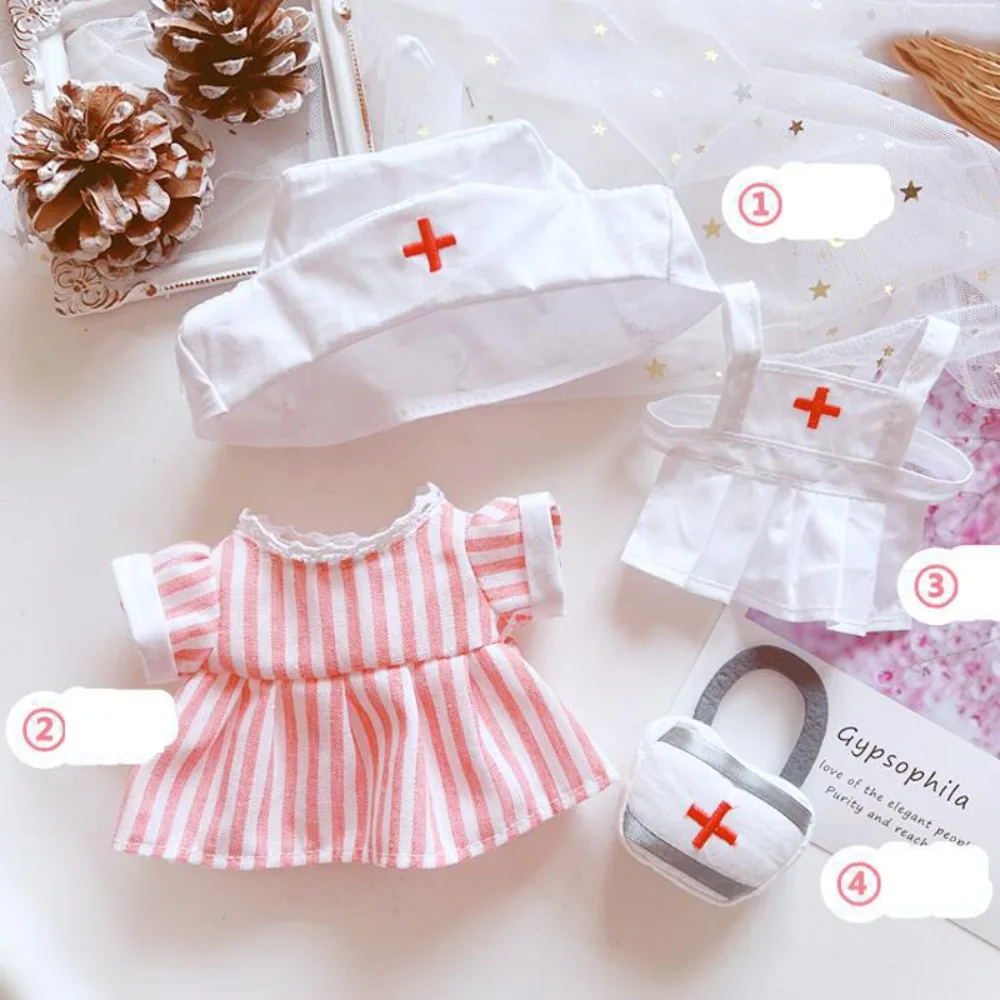 Kleding Verpleegster Jurk Set 20CM Katoenen Kleding Vervanging Outfit Gevuld Pak Mini Prinses Schoenen Speelgoed Kleding Kindercadeau