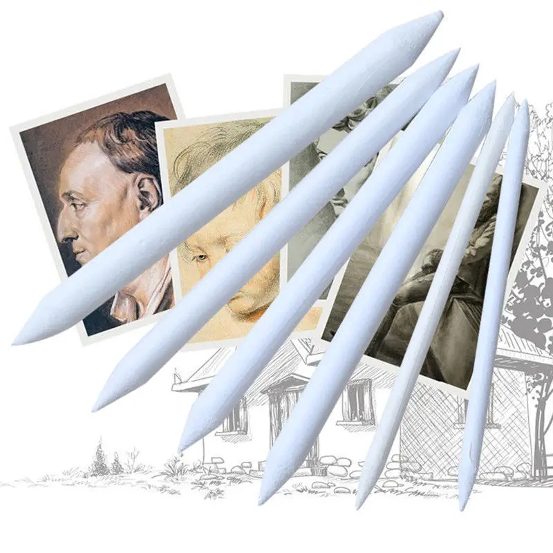 

6Pcs Blending Stump for Drawing Smooth Blend Pencil Charcoal Pastel Sketch Art with Sandpaper Sharpening Blending Stump