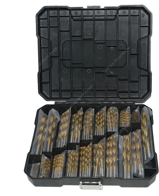 

230Pcs Titanium Plated Straight Shank Twist Drill Electric Drill Drilling Tool Set Woodworking