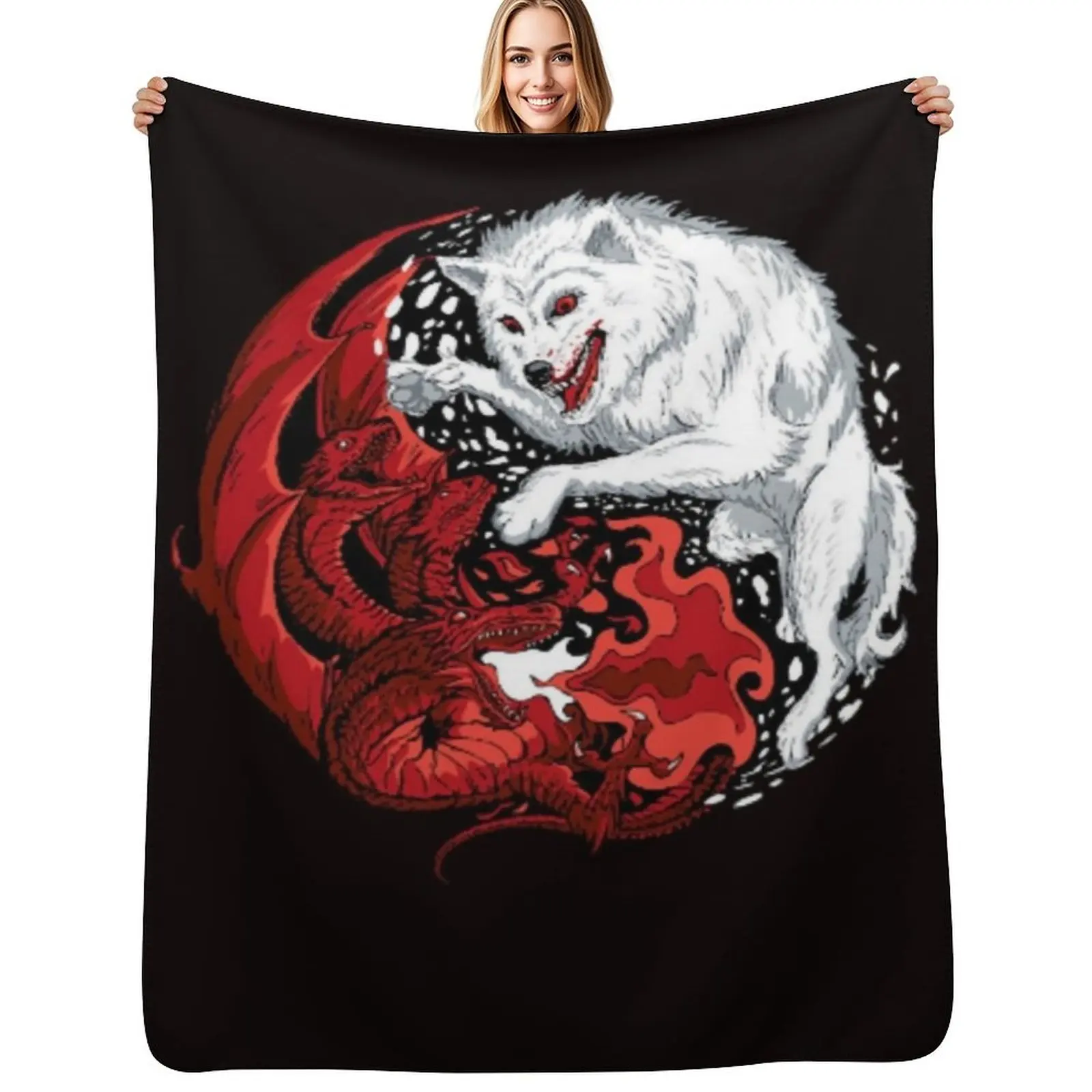 

Wolf and Dragon Throw Blanket Blankets Sofas Of Decoration Giant Sofa Luxury Designer Beautifuls Blanket