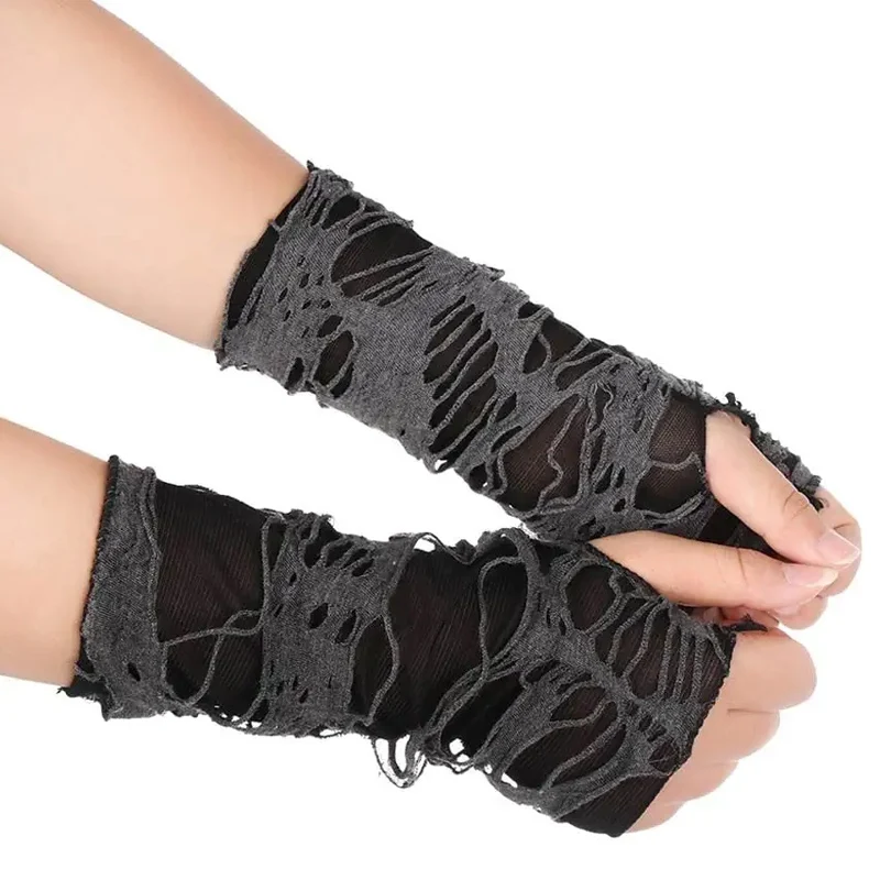 1Pair Sexy Gothic Black Fingerless Long Glove Halloween Funny Punk Rock Gloves Hip Pop Jazz Disco Mittens Clubwear Punk Mitten