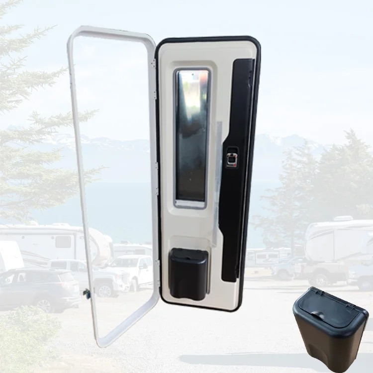 European Style Left Hinged Rv Entry Door With Double Layer Glass Caravan Door For Camper And Motorhome Parts With Rubber Trim