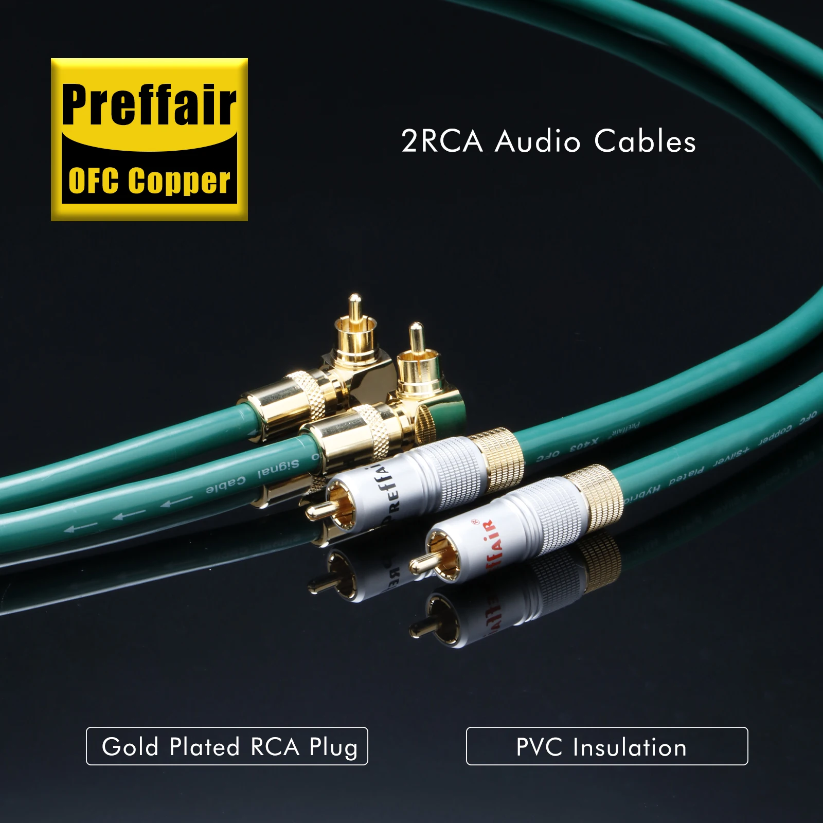Preffair X403R1749R1716 Silver Plated OCC Copper Analogue RCA Cables Angled Plugs for HIFI DAC AMP Decorder CD DVD