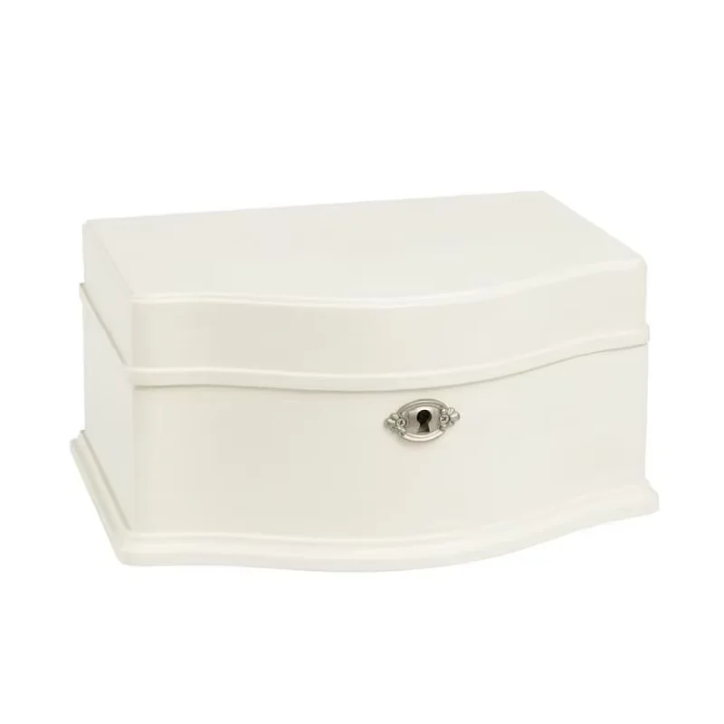 Wooden White Ballerina White Musical Jewelry Box with Mirror&Tassel Key for Kids,Girls,Musical Keepsake Gift