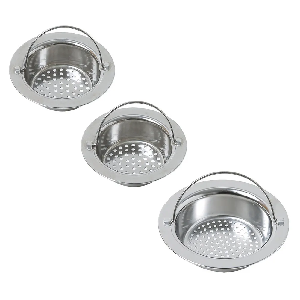 

3Pcs Drain Strainer Stainless Steel Sink Strainers Kitchen Sink Filter Meshes Anti Clogging Hair Catcher Food Debris Household