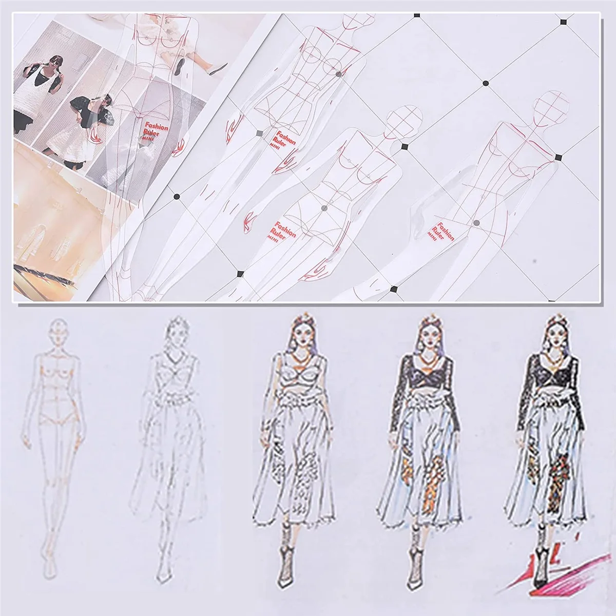 Fashion Rulers, 4 Models Fashion Sketching Templates, Fashion Sketching Ruler French Curve Ruler for Pattern Making