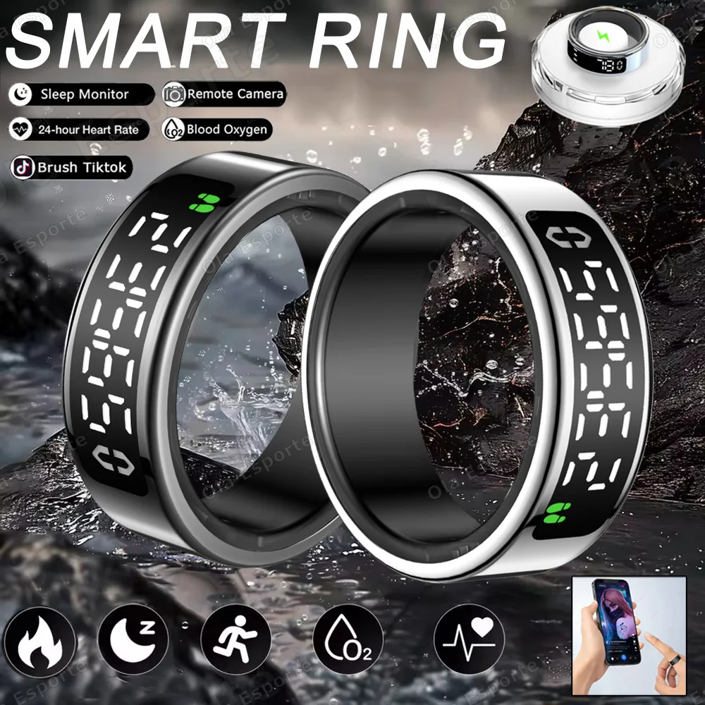 

Новое умное кольцо с экраном дисплея и сенсорным экраном, беспроводная зарядка, менеджер о здоровье, водонепроницаемое смарт-кольцо 5 АТМ для мужчин и женщин Jj08